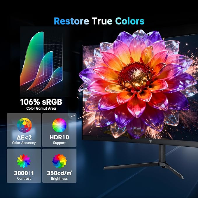 KTC 24 Inch 240Hz Curved Gaming Monitor, FHD 1080p 1500R 1ms Computer Monitor, Adaptive Sync, 3000:1 Contrast, HDR Support, HDMI 2.0 & DP 1.4, Low Blue Light, Tilt, VESA, H24S17P
