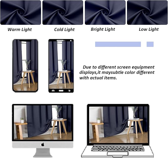 Simplebrand Ava Navy Blue Blackout Curtains - Image 8