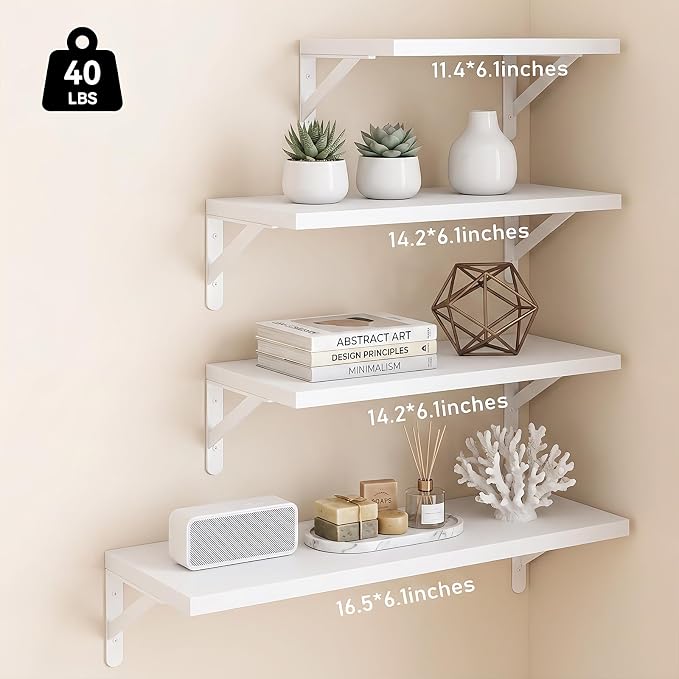 YGEOMER 4 Different Sizes Floating Shelves - Image 3