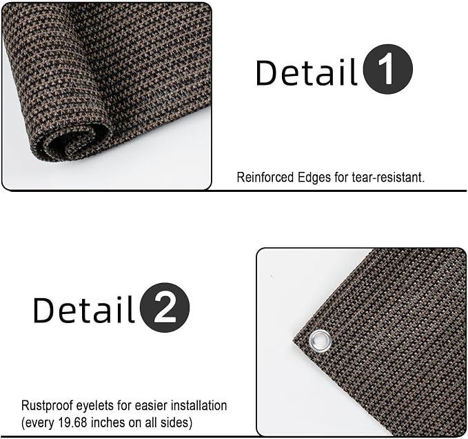 2.5'x10' Brown Balcony Privacy Screen Fence Windscreen 90% UV Block | 90% - Image 4