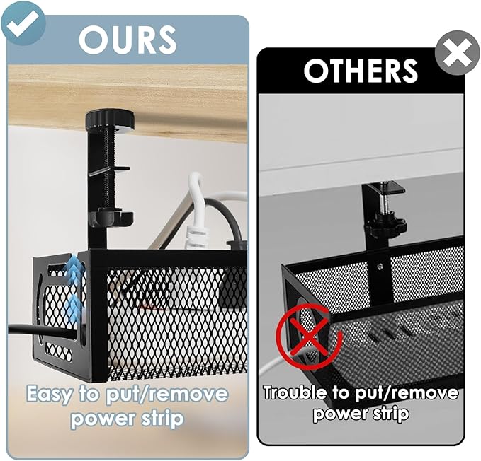 Cable Management Under Desk, Under Desk Cable Management Tray | No Drill Cable - Image 5