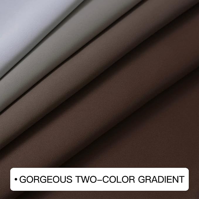 COSVIYA Curtains & Drapes Grommet Ombre Brown Curtains W70 x L63 Inch | - Image 3