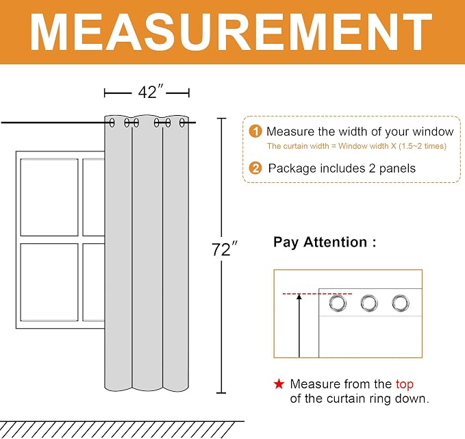 Blackout Curtains for Bedroom, 42 x 72 Inches Long, Seafoam Green | Thermal - Image 6