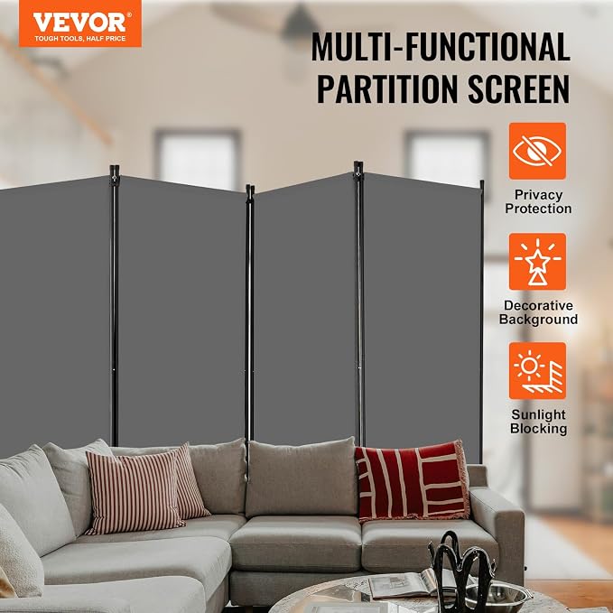 VEVOR Room Divider, 4 Panel Room Divider, Freestanding Room Partitions - Image 2