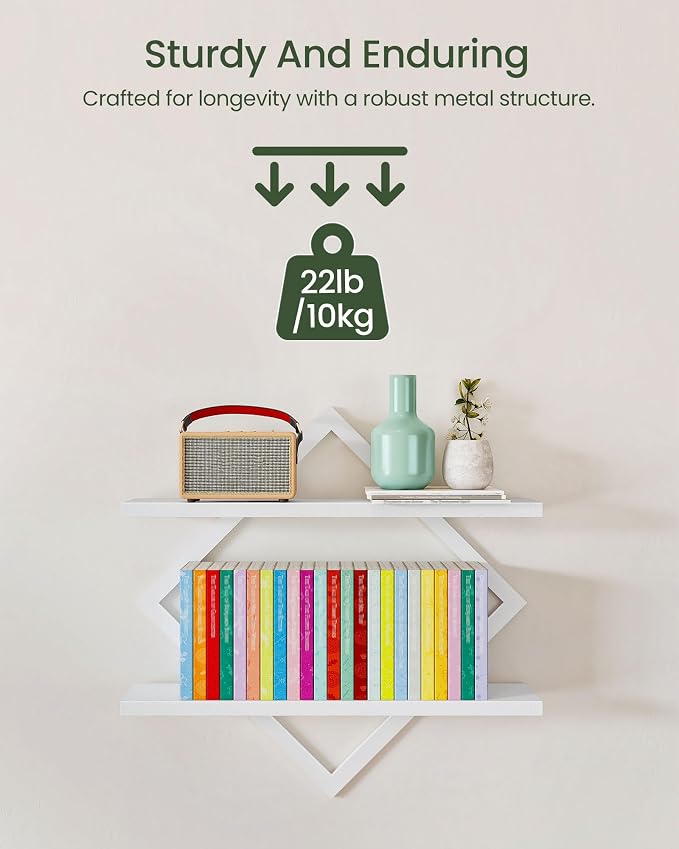 Floating Shelves, 2-Tier Hanging Shelves, Wall Shelf Set of 2, - Image 7