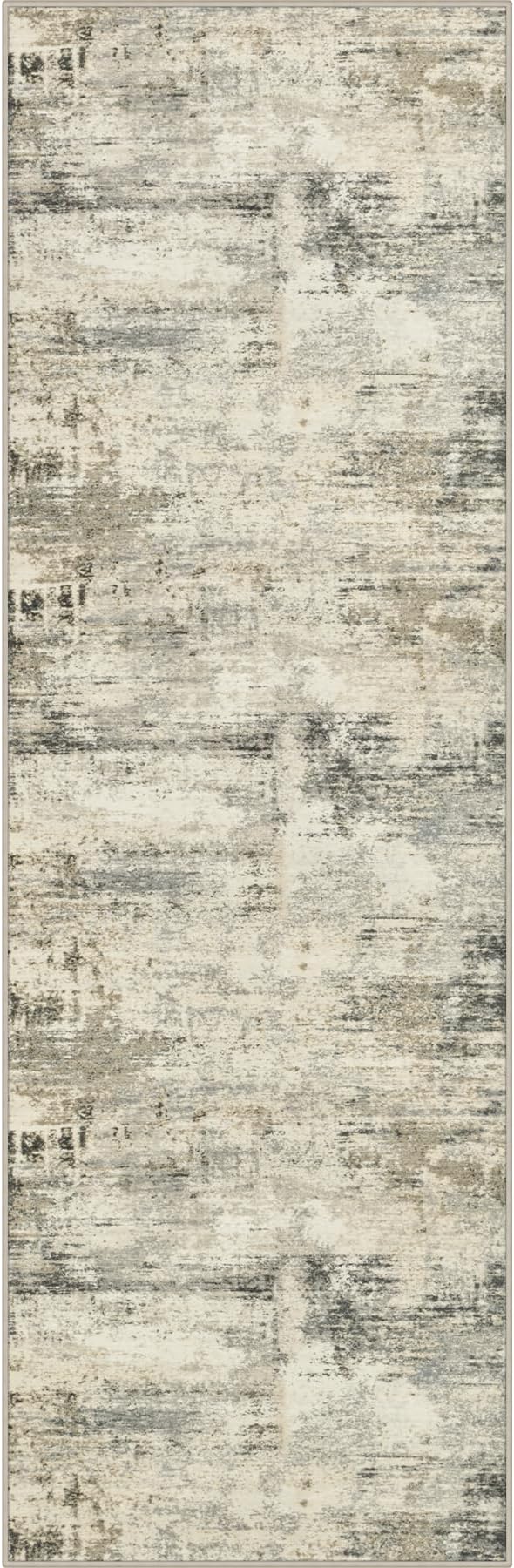 3x10 Washable Runner Rug：Modern Abstract Soft Carpet Ash Brown | by FXRHLP