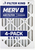 Filter King 6x9x1 Air Filter | 4-PACK | MERV 8 HVAC Pleated A/C Furnace Filters | MADE IN USA | Actual Size: 6 x 9 x .75"