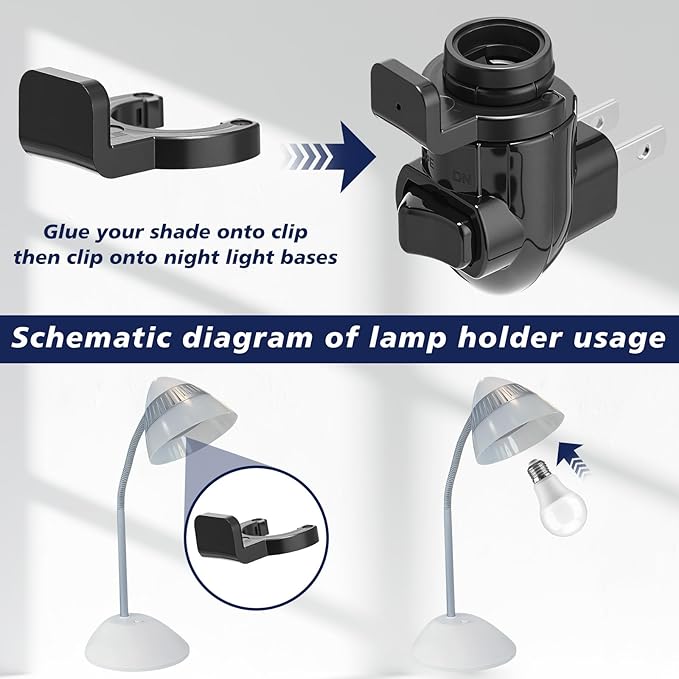 Tuanse 30 Sets Plug in Night Light Module Night Light Base with Shade Mounting Clip Plastic Lights Rotating Base for Making Your Own Decorative (Black)