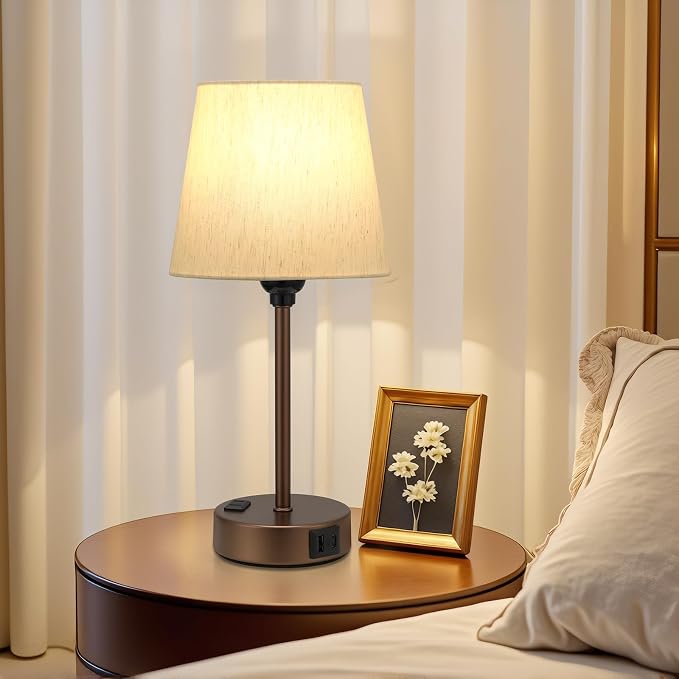 Brown Bedside Lamps Set 2 for Bedroom - Image 6