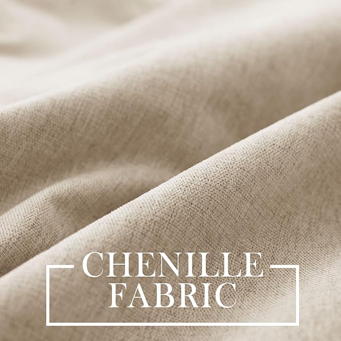 Macochico 100% Blackout Chenille Curtains for Sliding Door Thermal Insulated Noise Reducing Drapery for Living Room Bedroom Hotel, Grommet Curtains with Tieback, Taupe, 120" Wx96 L 1 Panel