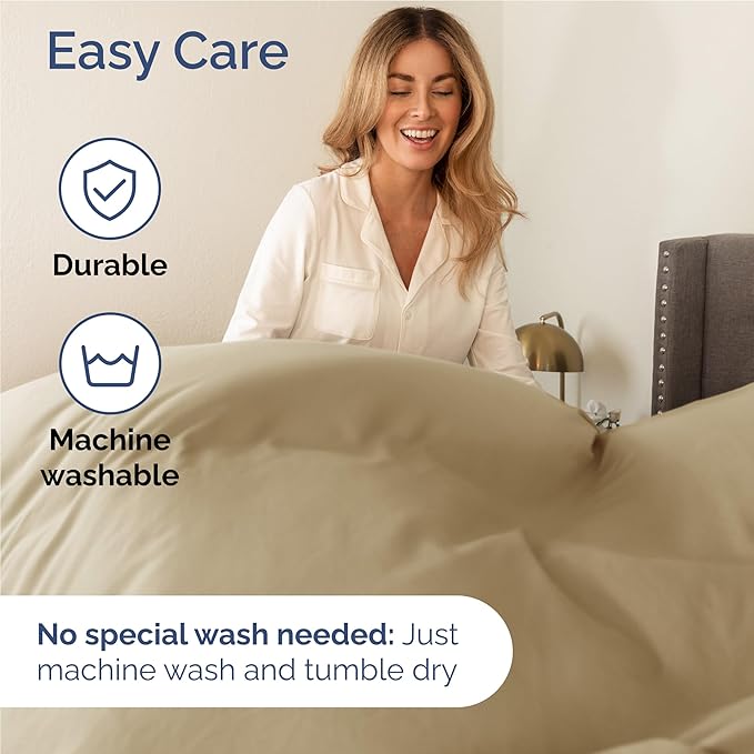 Twin XL 4 Piece Sheet Set - Cooling, Comfy & Breathable - Hotel Luxury Bedding, Includes Fitted Sheet for Women, Men, Kids and Teens - 1 Flat, 1 Fitted Sheet, 2 Pillowcases with Deep Pockets - Beige