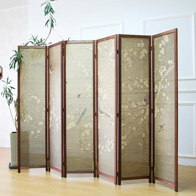 6 Panel Bamboo Room Divider for Room Separation, 5.6 ft Tall Double-Sided - Image 2