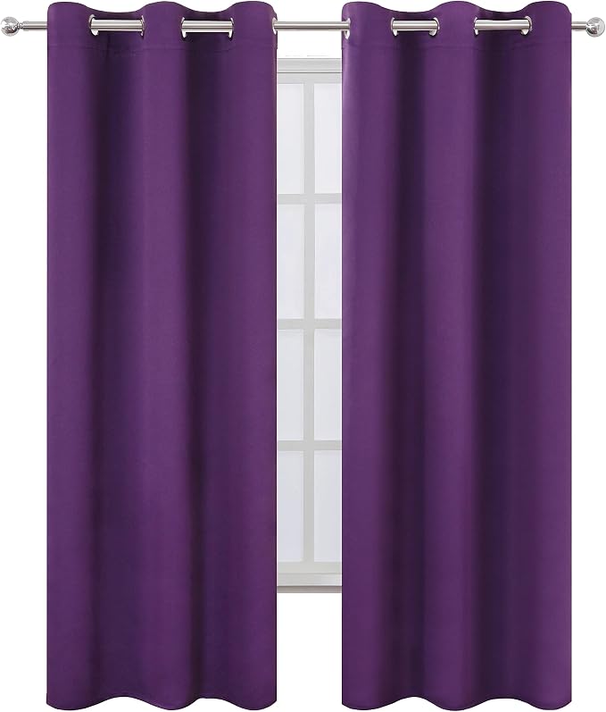 Purple Blackout Curtains 34 x 84 Inch Length/Set of 2 Curtain Panels/Thermal - Image 2