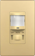 TOPGREENER in Wall PIR Motion Sensor Light Switch, Occupancy Sensor Switch, Neutral Wire Required, On/Off Override, Single Pole, 4A, 500W, Wall Plate Included, TSOS5-GDSWP, Gold