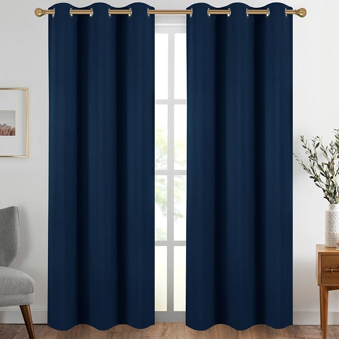 Diraysid Navy Blue Grommet Blackout Curtains by Diraysid%2C+refresh+your+life