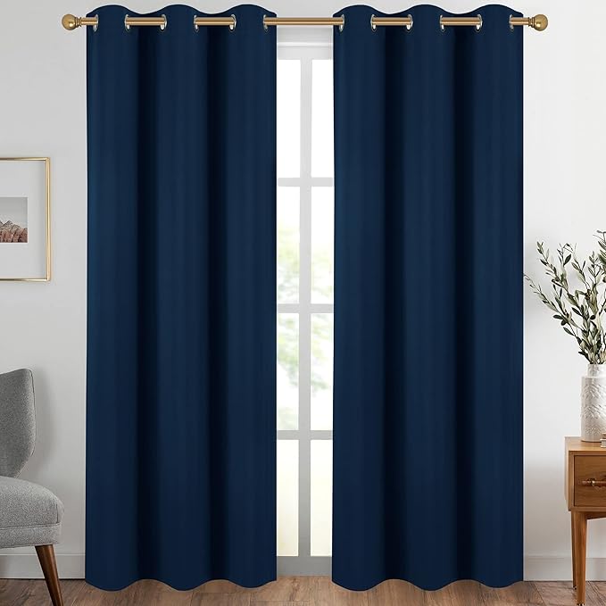 Diraysid Navy Blue Grommet Blackout Curtains by Diraysid%2C+refresh+your+life