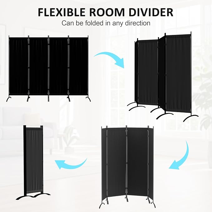 Room Divider 4 Panel Partition Room Dividers and Folding Privacy Screens - Image 2
