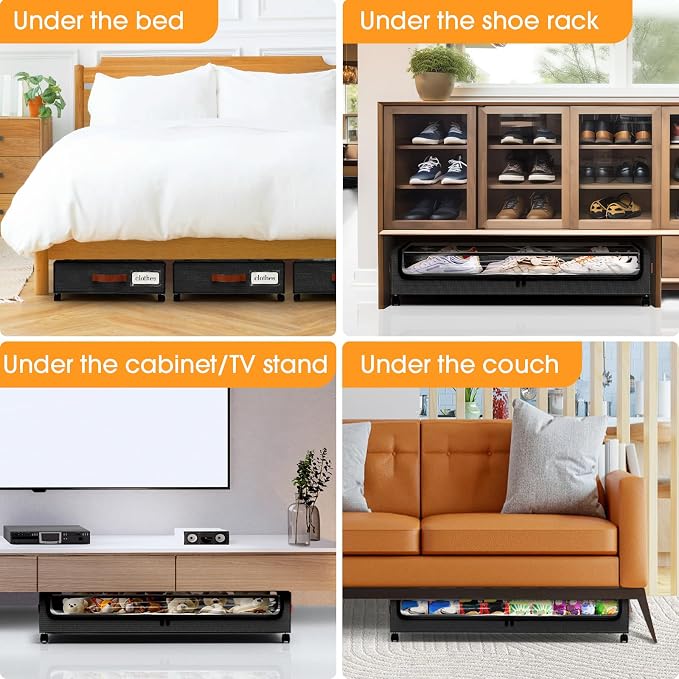 Under Bed Storage with Wheels 2Pack Storage Containers with Clear Window | - Image 7