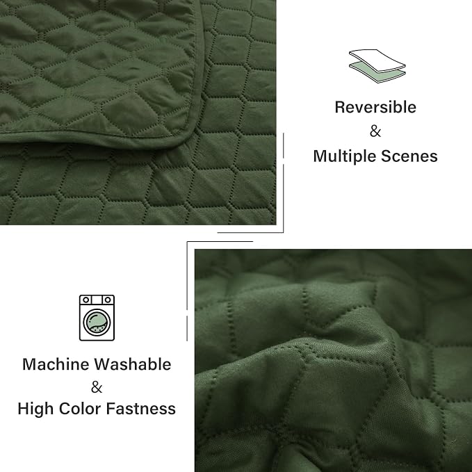 Exclusivo Mezcla Reversible California King Quilt Set, Olive Green | - Image 5