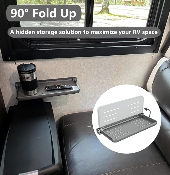 Aluminum RV Folding Shelf 12 Inch Wall Mounted Fold Down Shelves | Small - Image 7