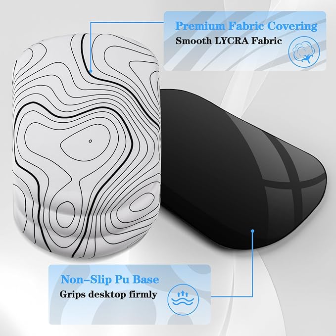 Mouse Pad Wrist Wrist Rest, Comfortable Memory Foam Wrist Rest, Non-Slip PU Base, Ergonomic Wrist Support and Arm Rests for Gaming, Office, Computer Use, Relieve Typing Pain (White Line)