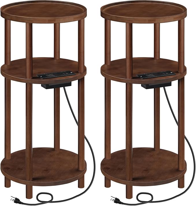 HOOBRO Set of 2 Small Round Side Tables by HOOBRO
