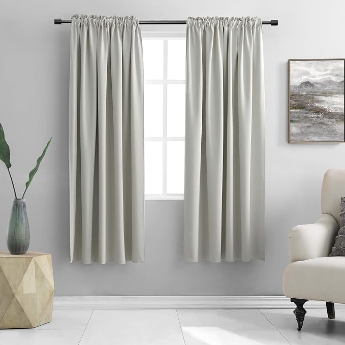 Light Gray Blackout Curtains by DONREN