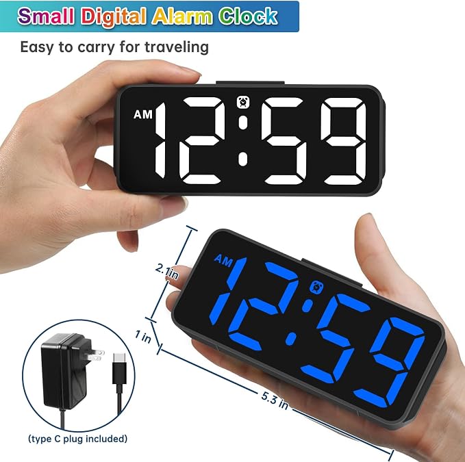 Peakeep Small Cute Digital Alarm Clock Plug-in - Image 3