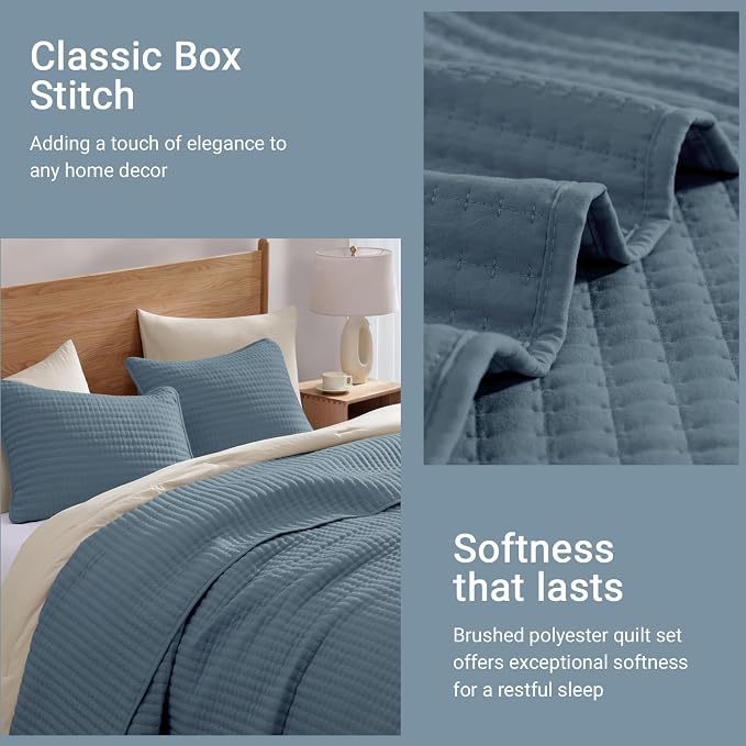 Queen Quilt-Lightweight Bedspreads Blue Queen Size Quilt Bedding Set | Soft - Image 8