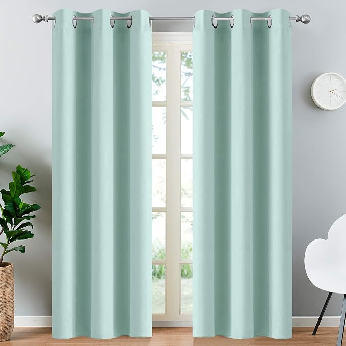 Yakamok Blackout Curtains 38x84 inch Aqua Thermal Drapes-Bedroom | 2 panels by Yakamok