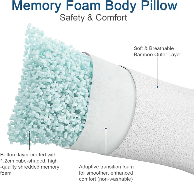 Extra Long Body Pillow Memory Foam 180x50cm – Firm King Size Body Pillows - Image 3