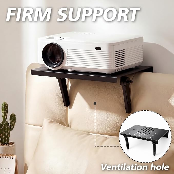 No Drill Metal Projector Shelf for Wall Mounted, 10.6 x 8.2 Inch Adjustable - Image 2