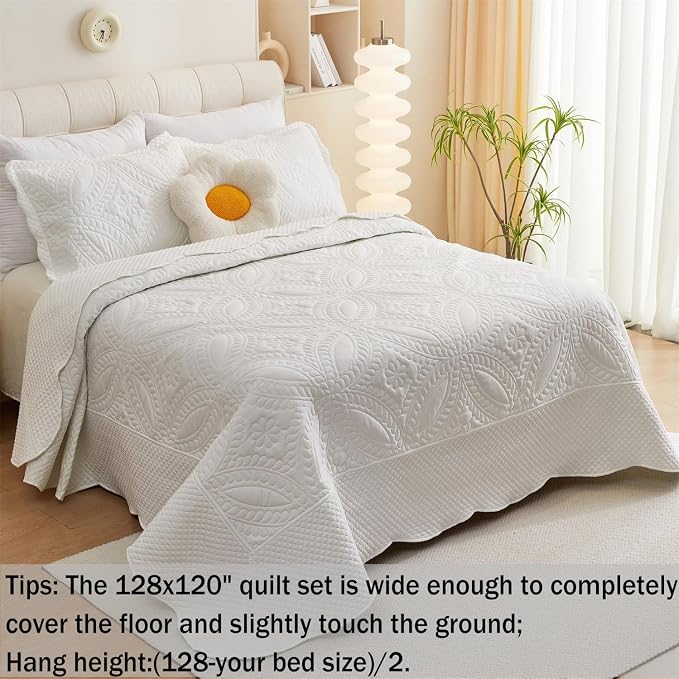 Cmfshape Oversize King Bedspread 128"x120", 3 Piece California King Quilt - Image 2