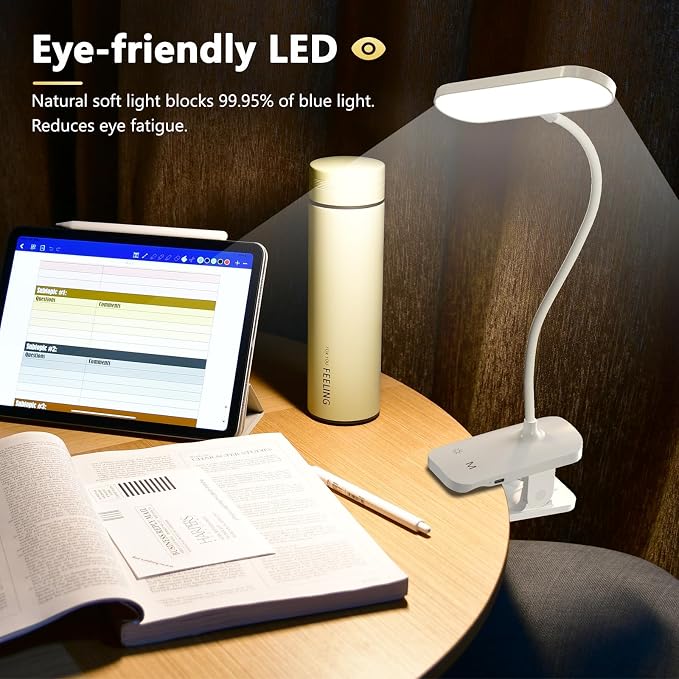 Rechargeable LED Desk Lamp, Clip Reading Light - Image 4