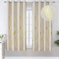 Tropical Leaves Window Curtains Grommet Gold Palm Tree Blackout Curtains Window by ESTELARTEXTILER