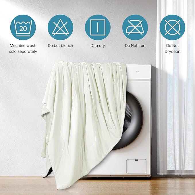 EASELAND Cooling Comforter King, Cold Touch Fabric Absorbs Body Heat, Double-Sided Cool Design Soft Fluffy Cooling Blanket for Night Sweats Hot Sleeper (Beige, King(108"x90"))