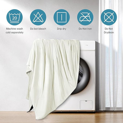 EASELAND Cooling Comforter King, Cold Touch Fabric Absorbs Body Heat, Double-Sided Cool Design Soft Fluffy Cooling Blanket for Night Sweats Hot Sleeper (Beige, King(108"x90"))