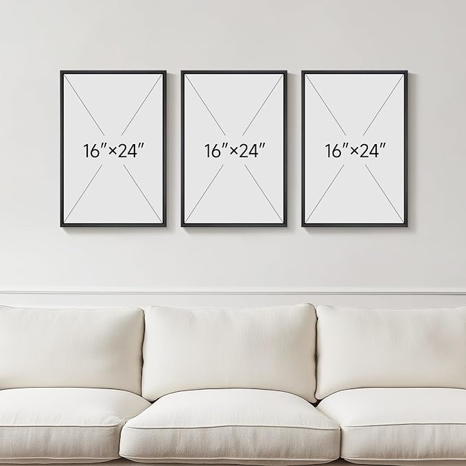 Framed Boho Neutral Abstract Wall Art, 3 Piece Canvas Prints Paintings Artwork - Image 3