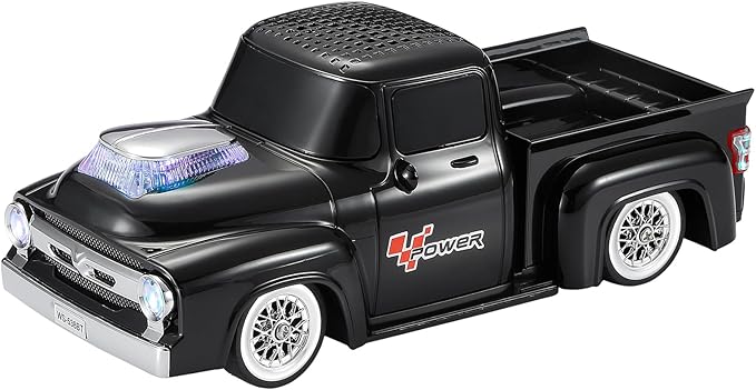 Vintage Pickup Truck Bluetooth Speaker, Retro Truck Model with HD Sound, Built-in Mic, LED Party Lights, TWS Dual Pairing, Multi-Interface Output, Portable Outdoor Speaker for Parties & Beach (BLACK)