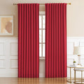 Red Room Darkening Curtains Back Tab Loop Pocket Thermal Insulated Light by DUALIFE