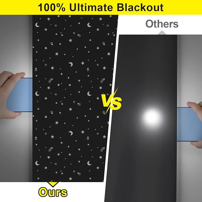 FADOTY 100% Blackout Curtains, No Drill, Sun Heat Light Blocker - Image 2