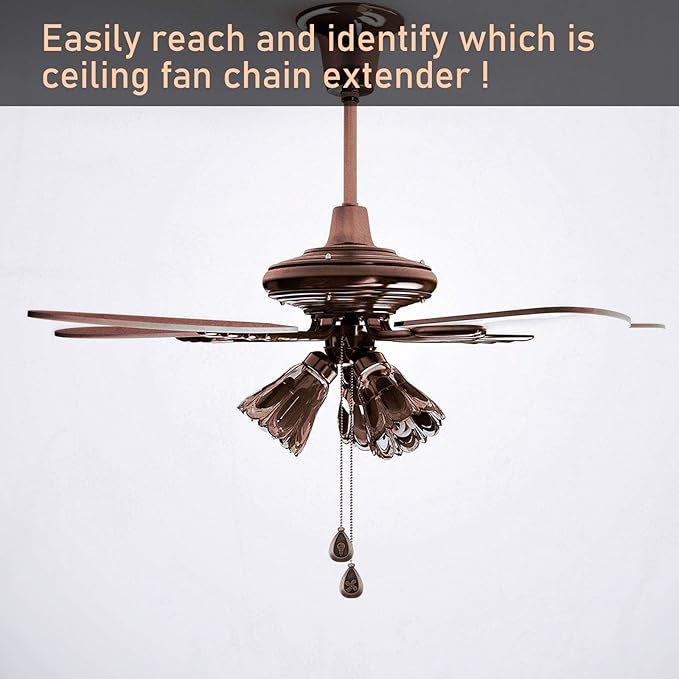 Patelai 4 Pieces Ceiling Fan Pull Chain Extender Ornament 12 Inch Ceiling Pull Chain Extension Classic Drop Shaped Pendant Beaded Ball Cord for Fan light lamp decorative with Connector(Red Bronze)