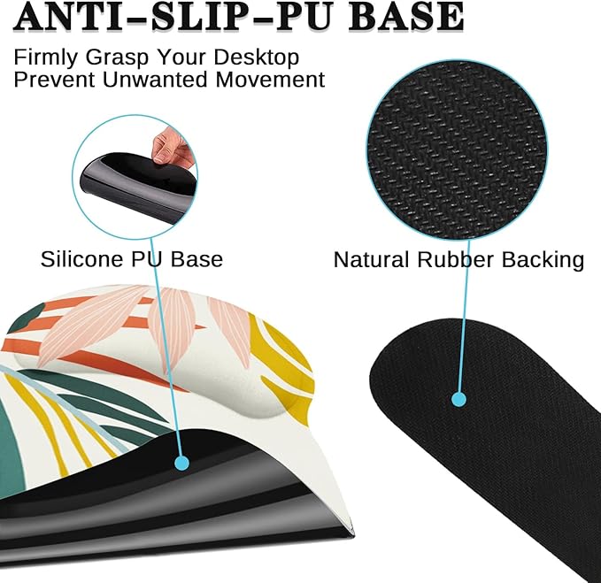 Britimes Bohemian Rainforest Keyboard Mouse Pad Set 4in1 Large Mousepad+Keyboard Wrist Rest+Mouse Wrist Rest+Coaster Set with Ergonomic Design for Home Office Computer 35.4x15.7 inches