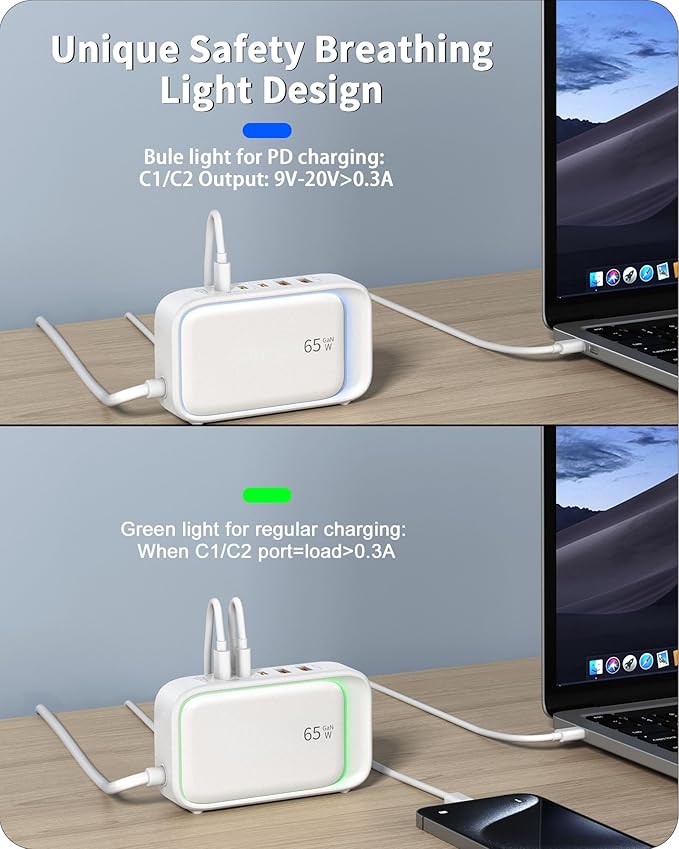 Portable USB Power Strip with 65W PD Fast Charging, 7-in-1 Flat Plug 3 USB-C 2 - Image 6