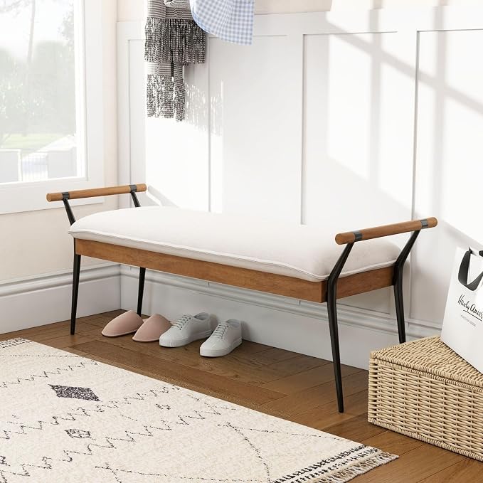 LukeAlon Modern Chenille Ottoman Bench - Image 7