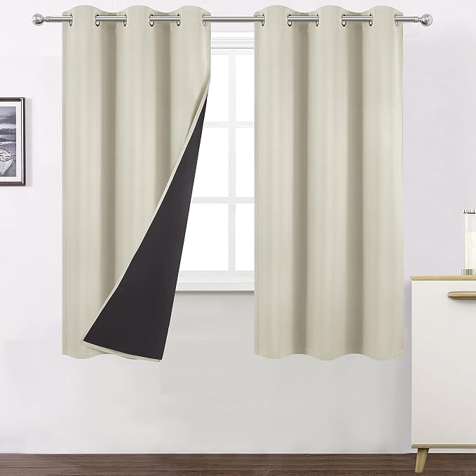 Light Beige Thermal Blackout Curtains/40 x 72 Inch/Set of 2 Panels Room by Lemomo