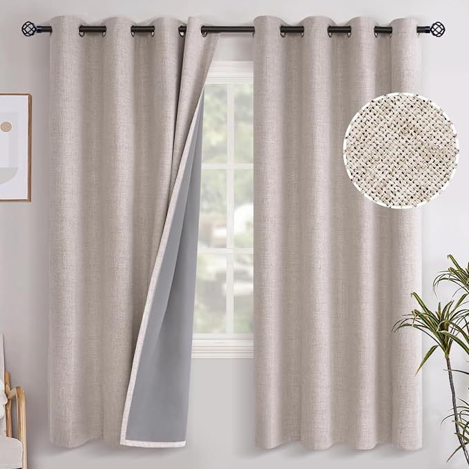 YoungsTex 72 Inches Long Linen Blackout Curtains by YoungsTex