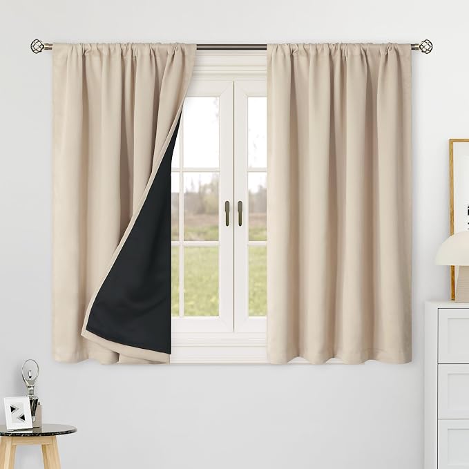 BGment Champagne Blackout Curtains 40 Inch Length - Image 2