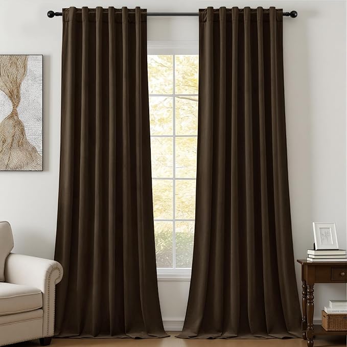 Brown Velvet Blackout Curtains 96 Inches by AUSSPVOCT