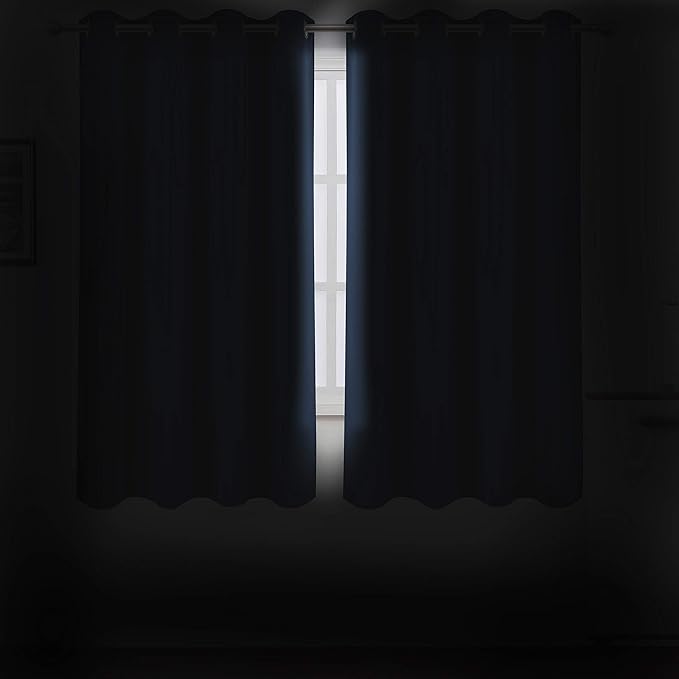 Blackout Curtains 52 x 63 inch/Navy Blue Curtains Set of 2 Panels/Thermal - Image 3